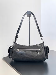 Balenciaga Superbusy Crossbody Bag In Black Arena Lambskin Aged Silver Hardware - 25.3x14.5x9.4cm - 5