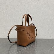 Celine Mini Anais Leather Tote Triomphe In Grained Calfskin Brown - 20x21x10cm - 4