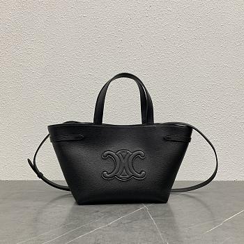 Celine Mini Anais Leather Tote Triomphe In Grained Calfskin Black - 20x21x10cm