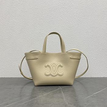 Celine Mini Anais Leather Tote Triomphe In Grained Calfskin Beige - 20x21x10cm