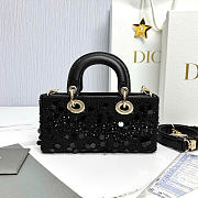 Dior Small Lady D-Joy Bag Black Calfskin Embroidered With Beads And Sequins - 22x12x6cm - 4