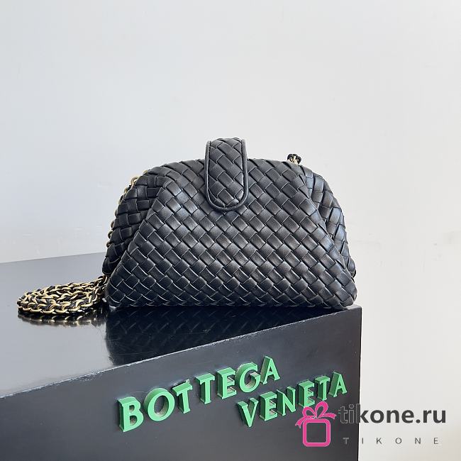 Bottega Veneta Small Lauren 1980 Black Leather Clutch Bag - 20x15x7.5cm - 1