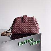 Bottega Veneta Small Lauren 1980 Burgundy Leather Clutch Bag - 27x15x7.5cm - 1