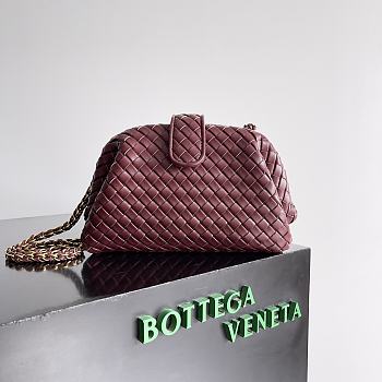 Bottega Veneta Small Lauren 1980 Burgundy Leather Clutch Bag - 27x15x7.5cm