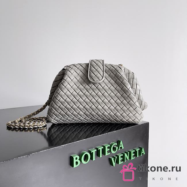 Bottega Veneta Small Lauren 1980 Gray Leather Clutch Bag - 20x15x7.5cm - 1