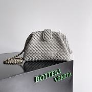 Bottega Veneta Small Lauren 1980 Gray Leather Clutch Bag - 20x15x7.5cm - 1