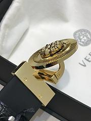 Versace Biggie Reversible Leather Belt Black Gold Hardware 4cm - 6