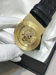 Versace Biggie Reversible Leather Belt Black Gold Hardware 4cm - 4