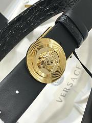 Versace Biggie Reversible Leather Belt Black Gold Hardware 4cm - 5