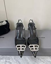 Balenciaga Diamond Buckle Heeled Sandals Black Patent 8.5cm - 1