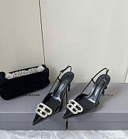 Balenciaga Diamond Buckle Heeled Sandals Black Patent 8.5cm - 3