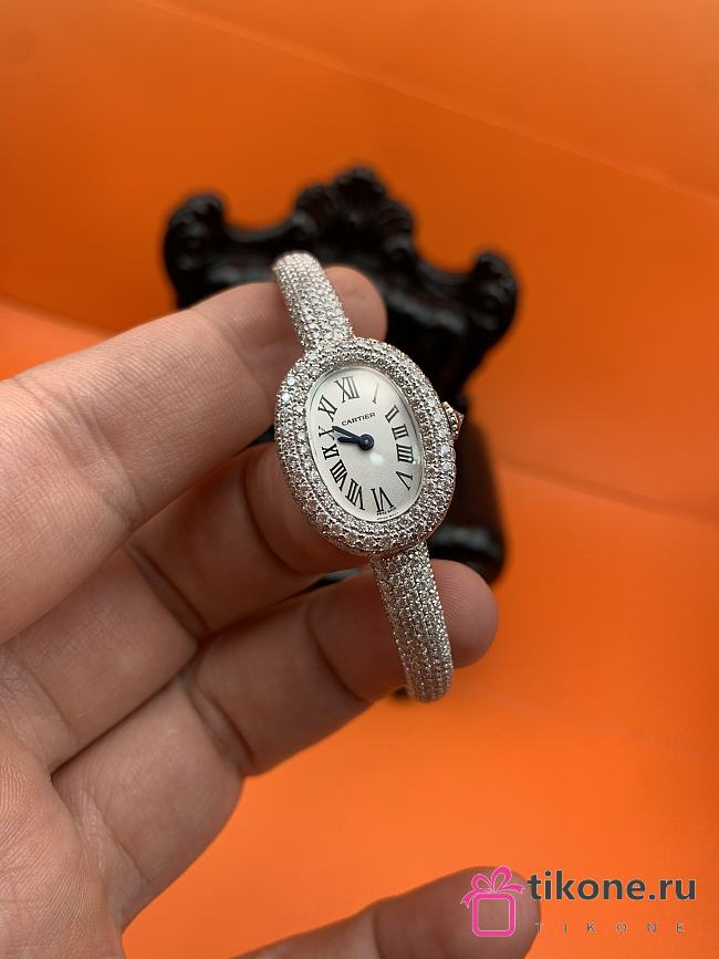 Cartier Baignoire Watch Mini Model Quartz Movement White Gold Diamonds - 1