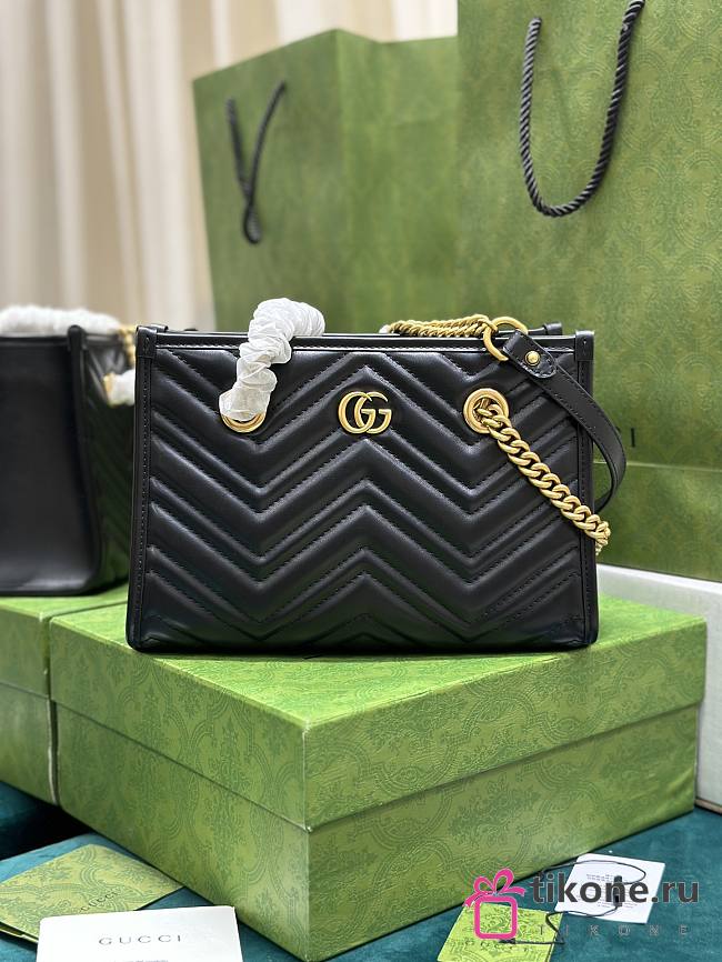 GG Marmont Small Tote In Black Leather 779727 - 26.5x18.5x12.5cm - 1