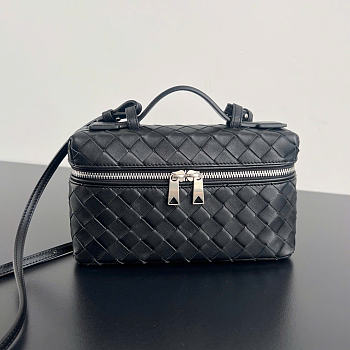 Bottega Veneta Bang Bang Vanity Case Black Silver Hardware - 23x12.5x4cm