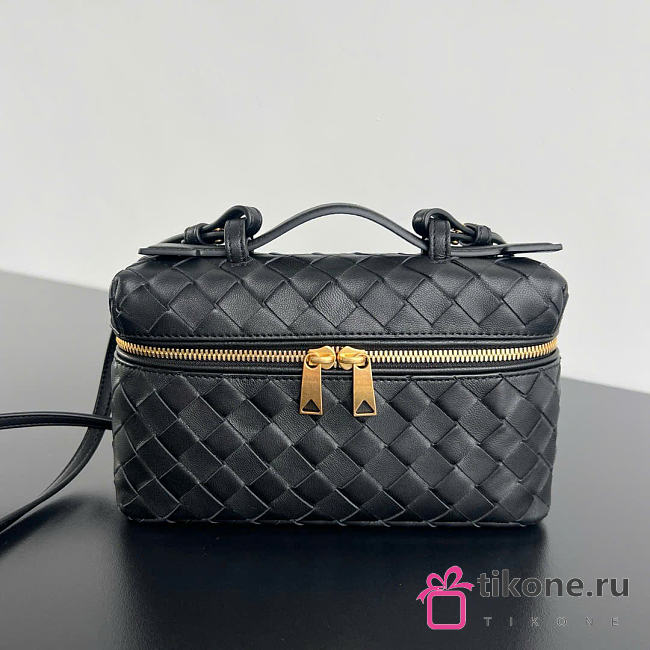 Bottega Veneta Bang Bang Vanity Case Black Gold Hardware - 23x12.5x4cm - 1