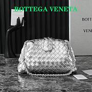 Bottega Veneta Small Lauren 1980 Silver Leather Clutch Bag - 20x15x7.5cm - 1