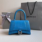 Balenciaga Hourglass Small White Crocodile Embossed Silver Hardware - 23x10x14cm - 1