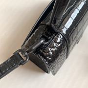 Balenciaga Hourglass XS Black Crocodile Embossed Black Hardware - 19x8x13cm - 4