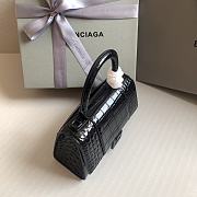 Balenciaga Hourglass XS Black Crocodile Embossed Black Hardware - 19x8x13cm - 5