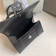 Balenciaga Hourglass XS Black Crocodile Embossed Black Hardware - 19x8x13cm - 2