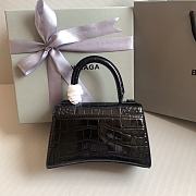 Balenciaga Hourglass XS Black Crocodile Embossed Black Hardware - 19x8x13cm - 3