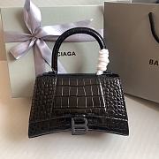 Balenciaga Hourglass Small Black Crocodile Embossed Black Hardware - 23x10x14cm - 1