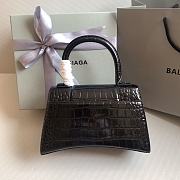 Balenciaga Hourglass Small Black Crocodile Embossed Black Hardware - 23x10x14cm - 6