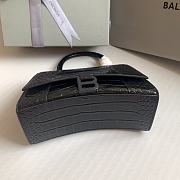 Balenciaga Hourglass Small Black Crocodile Embossed Black Hardware - 23x10x14cm - 4