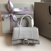 Balenciaga Hourglass XS Gray Crocodile Embossed Silver Hardware - 19x8x13cm - 1