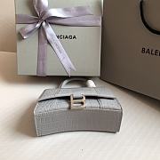 Balenciaga Hourglass XS Gray Crocodile Embossed Silver Hardware - 19x8x13cm - 5