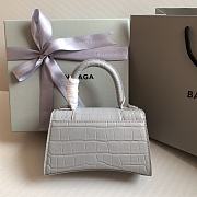 Balenciaga Hourglass XS Gray Crocodile Embossed Silver Hardware - 19x8x13cm - 2