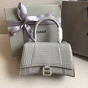 Balenciaga Hourglass Small Gray Crocodile Embossed Silver Hardware - 23x10x14cm - 1