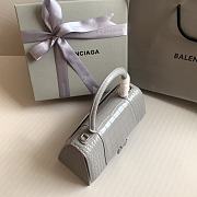 Balenciaga Hourglass Small Gray Crocodile Embossed Silver Hardware - 23x10x14cm - 3