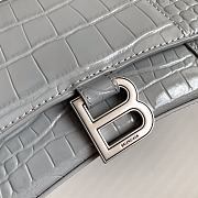 Balenciaga Hourglass Small Gray Crocodile Embossed Silver Hardware - 23x10x14cm - 2