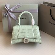 Balenciaga Hourglass Small Pastel Green Crocodile Embossed Silver Hardware - 23x10x14cm - 1