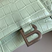 Balenciaga Hourglass Small Pastel Green Crocodile Embossed Silver Hardware - 23x10x14cm - 4