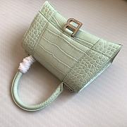 Balenciaga Hourglass Small Pastel Green Crocodile Embossed Silver Hardware - 23x10x14cm - 3