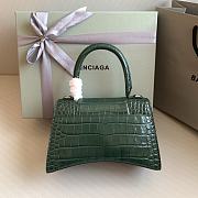 Balenciaga Hourglass Small Dark Green Crocodile Embossed Silver Hardware - 23x10x14cm - 6