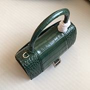 Balenciaga Hourglass Small Dark Green Crocodile Embossed Silver Hardware - 23x10x14cm - 5