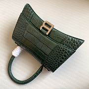 Balenciaga Hourglass Small Dark Green Crocodile Embossed Silver Hardware - 23x10x14cm - 3