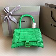 Balenciaga Hourglass Small Green Crocodile Embossed Green Hardware - 23x10x14cm - 1