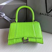 Balenciaga Hourglass Small Green Neon Crocodile Embossed Silver Hardware - 23x10x14cm - 1