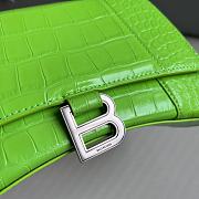 Balenciaga Hourglass Small Green Neon Crocodile Embossed Silver Hardware - 23x10x14cm - 6