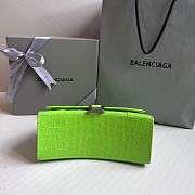 Balenciaga Hourglass Small Green Neon Crocodile Embossed Silver Hardware - 23x10x14cm - 5