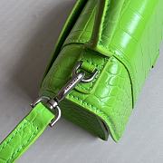 Balenciaga Hourglass Small Green Neon Crocodile Embossed Silver Hardware - 23x10x14cm - 4