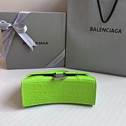 Balenciaga Hourglass XS Neon Green Crocodile Embossed Silver Hardware - 19x8x13cm - 6