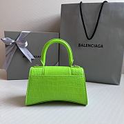 Balenciaga Hourglass XS Neon Green Crocodile Embossed Silver Hardware - 19x8x13cm - 3