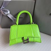 Balenciaga Hourglass XS Neon Green Crocodile Embossed Silver Hardware - 19x8x13cm - 2