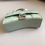 Balenciaga Hourglass XS Pastel Green Crocodile Embossed Silver Hardware - 19x8x13cm - 5