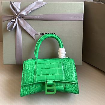 Balenciaga Hourglass XS Green Crocodile Embossed Green Hardware - 19x8x13cm